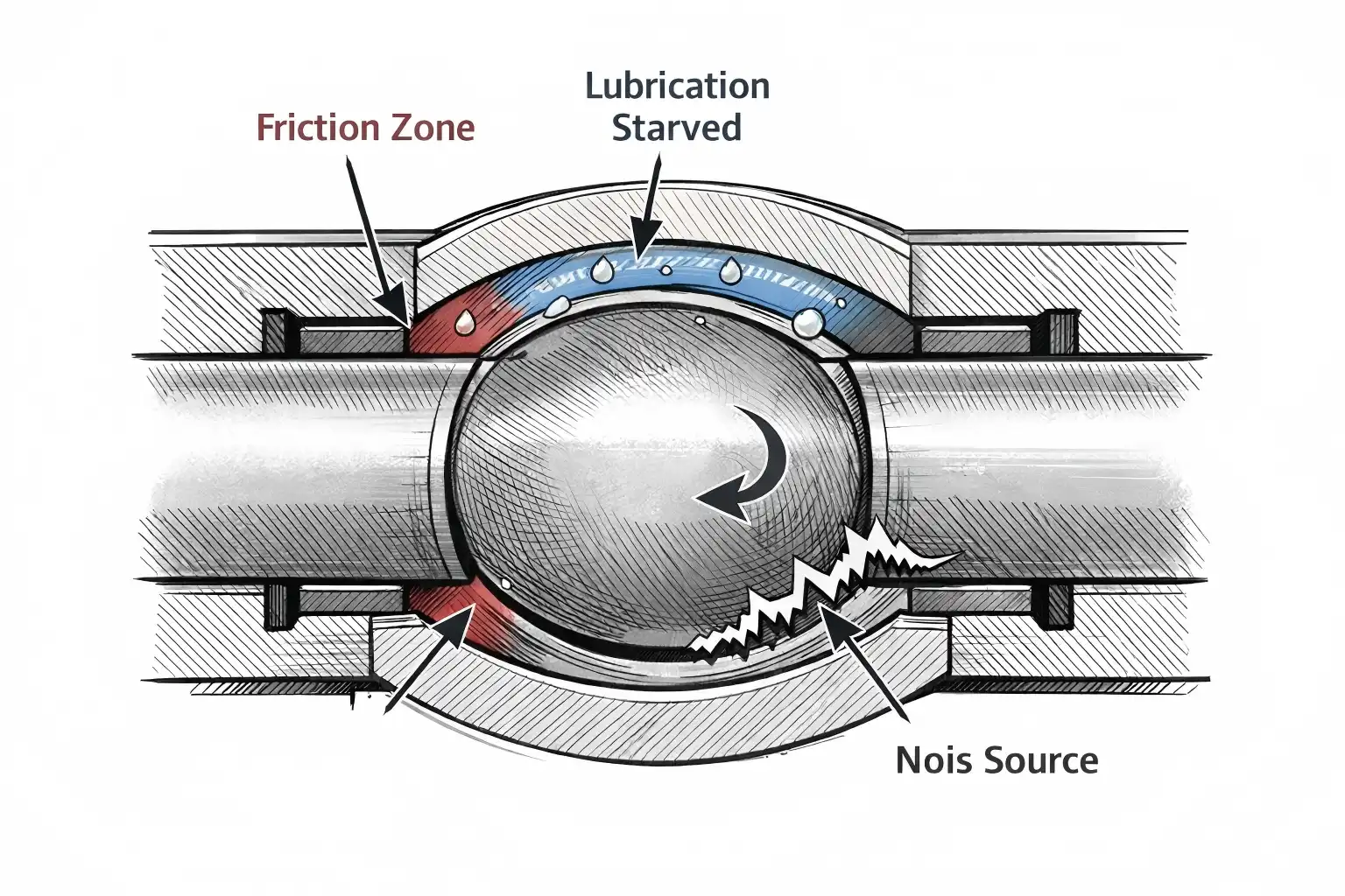 sliding bearing friction interface causing abnormal noise